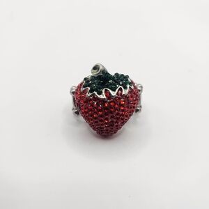 Red and Green Strawberry Crystal Stretch Ring